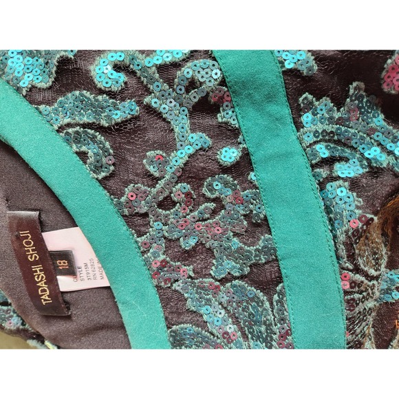 Tadashi Shoji Green Embellished Night Out Dress 18 - Picture 4 of 6